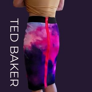 Ted Baker,London, pencil skirt purple and pink with full back zipper, size 1